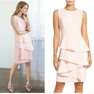 Eliza J Blush Pink Sleeveless Tiered Ruffle Sheath Dress Size 4 NWT